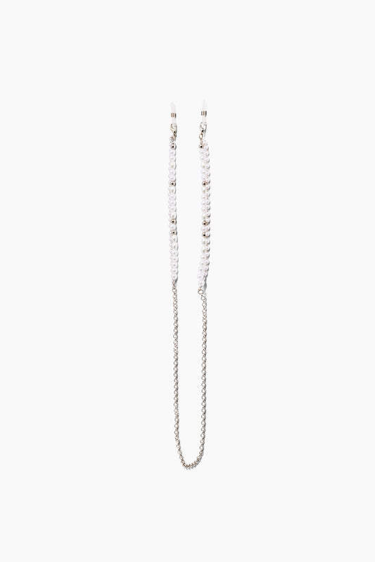 SZADE - sunglass chain ; silver / pearl