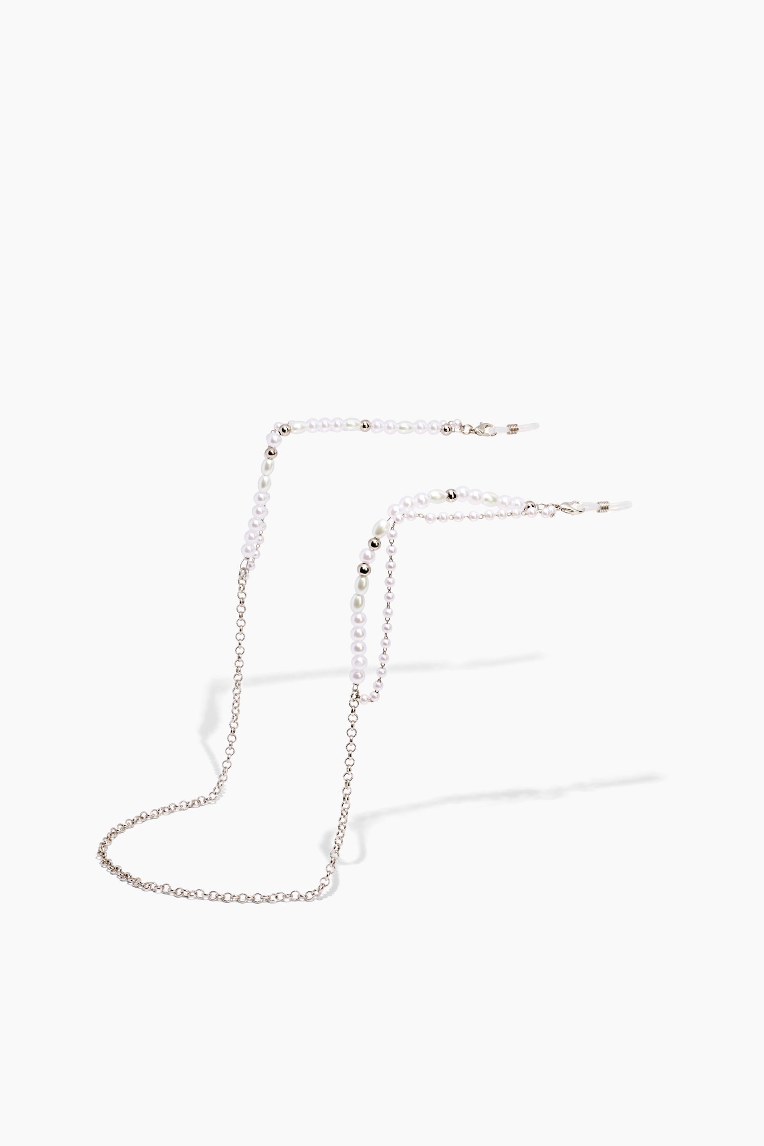 SZADE - sunglass chain ; silver / pearl