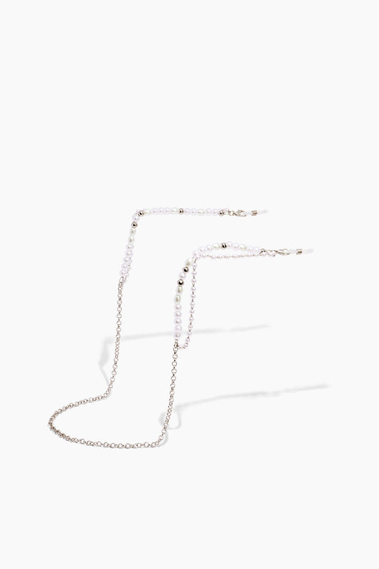 SZADE - sunglass chain ; silver / pearl